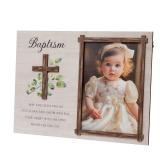 FORESTBOLD Baptism Photo Frame, Catholic Baptism Gifts For Girl, Baptismal Gift For Boy, Christian Baptism Gifts For Godchild, Baby Christening Wooden Picture Frames 4x6 Photo (Standard)