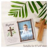 FORESTBOLD Baptism Photo Frame, Catholic Baptism Gifts For Girl, Baptismal Gift For Boy, Christian Baptism Gifts For Godchild, Baby Christening Wooden Picture Frames 4x6 Photo (Standard)