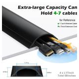 Cord Cover Floor 68in (4 x L17in), Large Capacity Floor Cable Cover, Hard PVC Cord Hider, Wire Cable Management Raceway, Black, Cord Cavity - 1.8(W) x 0.6(H)
