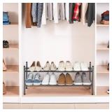 STORAGE MANIAC Expandable Shoe Rack, 8 Pairs Stackable Small Shoe Rack, Metal Adjustable Shoes Organizer for Closet, Entryway, Hallway, Garage, Front Door, Shoes Shelves, Black 2 Tier