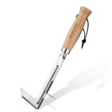 WORKPRO Crack Weeder, 12 Stainless Steel Crevice Weeding Tool with Beech Wood Handle, L-Shaped Side-Walk Weed Puller Spatula, for Garden Lawn Yard Patio Terrace Paving Moss, Small Gardening Tool