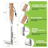 WORKPRO Crack Weeder, 12 Stainless Steel Crevice Weeding Tool with Beech Wood Handle, L-Shaped Side-Walk Weed Puller Spatula, for Garden Lawn Yard Patio Terrace Paving Moss, Small Gardening Tool