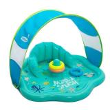 SwimSchool Baby Splash Play Mat with Adjustable Canopy Inflatable Play Pool for Babies & Infants with Backrest Includes Baby Water Toy Rings