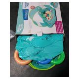 SwimSchool Baby Splash Play Mat with Adjustable Canopy Inflatable Play Pool for Babies & Infants with Backrest Includes Baby Water Toy Rings