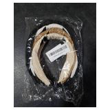 Drnytunk 4 Pack Knotted Wide Headbands for Women Girls Cute Head Wrap in Solid Color Non-slip Hair Accessories for Daily Festival Gifts(Black White Khaki Coffee)