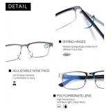 SKYOAK 2 Pack Refined Progressive Multifocus Reading Glasses Men Blue Light Blocking Readers Metal Frame Spring Hinge (Black+Gunmetal, 2.0)