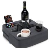 Couch Cup Holder Pillow - Sofa Cup Holder | Couch Caddy, Couch Drinks Remotes Holder for Cups, Headphones, Snacks and Phones | Use it on Car, Pack, Beach, RV, and More