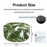 DYTXIII Inflatable Ottoman Stool D21 xH9 for Outdoor/Indoor Use, Water Repellent Patio Foot Rest Stool with Portable Handle,Round Pouf Ottoman Suitable for Garden,Deck and Camping - Palm Green