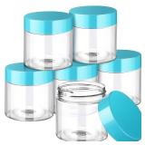 SATINIOR 3 Pack 2 oz Plastic Jars Containers with Lids Wide-mouth Refillable Leakproof Reusable Round Empty Jars for Travel Cosmetic Dry Food Spice Candy Cookie Home Kitchen Organizing(Blue)