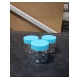 SATINIOR 3 Pack 2 oz Plastic Jars Containers with Lids Wide-mouth Refillable Leakproof Reusable Round Empty Jars for Travel Cosmetic Dry Food Spice Candy Cookie Home Kitchen Organizing(Blue)