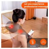 AMZPONY Cordless Neck Massager for Pain Relief Deep Tissue, Rechargeable Shiatsu Neck and Back Massager with Heat Kneading Shoulder Massage for Body Muscle Pain Relief,Gifts for Dad Mom Friends