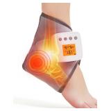 CAMECO Cordless Ankle Massager for Pain Relief, Rechargeable Heating Pad Wrap with Vibration Massage for Achilles Tendonitis, 3000 mAh Battery Heated Foot Ankle Brace for Heel Pain Home Office Travel