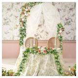 HIAGROW 6FT Eucalyptus Garland with Flowers, 2 Pack Artificial Greenery Garland Hanging Faux Eucalyptus Garland Suitable for Table Wedding Backdrop Arch Wall Party UV Protected Indoor Outdoor Decor