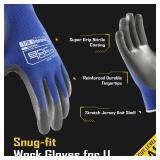 COOLJOB 20 Pairs Nitrile Dipped Safety Work Gloves with Grip, Non-slip Rubber Coated Bulk Garden Gloves for Men, Heavy-duty Oil Resistant for Truck Driver, Warehouse Box Handler, Medium, Gray Blue