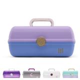 Caboodles On-The-Go Girl Makeup Box, Two-Tone Lavender on Blue, Hard Plastic Makeup Organizer Box, Built-In Mirror, Secure Latch for Safe Travel, Spacious Storage for Large Items