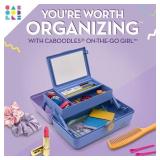 Caboodles On-The-Go Girl Makeup Box, Two-Tone Lavender on Blue, Hard Plastic Makeup Organizer Box, Built-In Mirror, Secure Latch for Safe Travel, Spacious Storage for Large Items
