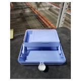Caboodles On-The-Go Girl Makeup Box, Two-Tone Lavender on Blue, Hard Plastic Makeup Organizer Box, Built-In Mirror, Secure Latch for Safe Travel, Spacious Storage for Large Items
