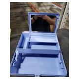 Caboodles On-The-Go Girl Makeup Box, Two-Tone Lavender on Blue, Hard Plastic Makeup Organizer Box, Built-In Mirror, Secure Latch for Safe Travel, Spacious Storage for Large Items