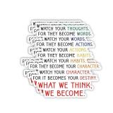 (3Pcs) Watch Your Thought for They Become Words, What We Think We Become Sticker Inspirational Sayings Motivational Vinyl Decals for Tumbler Laptop Water Bottles Books Phone - Size 3x3 Inches