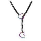xdlhghe Heart Y Necklace for Women Stainless Steel Black Slip Chain Chunky Gothic Long Pink Colorful Blue Drop Necklace Jewelry Gift (Colorful)