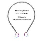 xdlhghe Heart Y Necklace for Women Stainless Steel Black Slip Chain Chunky Gothic Long Pink Colorful Blue Drop Necklace Jewelry Gift (Colorful)