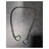 xdlhghe Heart Y Necklace for Women Stainless Steel Black Slip Chain Chunky Gothic Long Pink Colorful Blue Drop Necklace Jewelry Gift (Colorful)