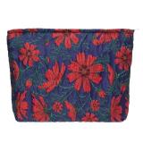 PAZIMIIK Makeup Bag Large Cotton Zipper Pouch for Purse Travel Canvas Make Up Organizer for Women Cosmetic,Brocade Navy Blue