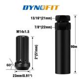 Dynofit 14X1.5 Spline Lug nuts Compatible with Chevy GMC Silverado Sierra 1500, Multipcs Aftermarket Wheel Lug Nuts Set for Fo-rd F150 2015-2024, Black Truck Nuts