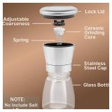 M JINGMEI Manual Salt or Pepper Grinder for Professional Chef, Best Spice Mill with Stainless Steel Cap, Ceramic Blades and Adjustable Coarseness, Refillable Glass Body with 6OZ Capacity
