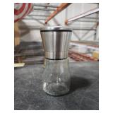 M JINGMEI Manual Salt or Pepper Grinder for Professional Chef, Best Spice Mill with Stainless Steel Cap, Ceramic Blades and Adjustable Coarseness, Refillable Glass Body with 6OZ Capacity