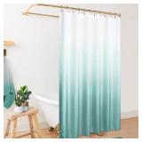 Mrs.Naturall Aqua Shower Curtain,Coastal Theme Washable Fabric Cloth Beach Shower Curtain Set with Hooks for Ocean Bathroom Decor,Seafoam Sea Foam Mint Green Spa Blue