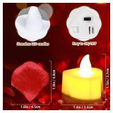Bulk PCS Artificial Rose Petals with 72 PCS Flameless LED Tea Lights Candles Decoration for Special and Romantic Night, Wedding Anniversary, Event, Party Decoration