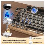 Retro Typewriter Wireless Mechanical Gaming Keyboard, Bluetooth 5.0 Office Computer Vintage Keyboards 83-Key Blue Switches Punk Round Keycap, LED Backlight, Compatible with PC/Laptop/Pad/Phone, Wood
