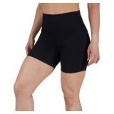 Yogalicious Womens High Waisted Biker Shorts Squat Proof Workout Yoga Short - Single Pack Black 5 Elastic Free - Medium