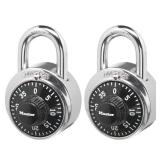 Master Lock Black Gym Locker Lock Combination Padlock, Indoor Combo Lock with Preset 3-Digit Code for Cabinets, Storage, 2 Pack, 1500T