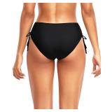 Tempt Me Women Black Bikini Bottoms Side Tie Adjustable Bathing Suit Swimsuit Full Coverage Swim Bottom L