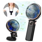 Portable Handheld Fan 5200mAh, USB Rechargeable Foldable Electric Personal Small Mini Hand Held Fan, 22Hrs Runtime, 6 Speeds, LED Display, Battery Powered, Gift for Men, Women, Travel, Outdoor, Makeup