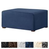 HFCNMY Ottoman Cover Rectangle,Stretch Velvet Slipcovers Rectangle Thick Covers Slipcover for Ottomans Soft Foot Stool with Elastic Bottom Blue Large (ASMFDT20230725-23)