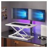 Decoholic White Small Single 24 inch Scissors Lift Keyboard and Mouse Riser,Height Adjustable Standing Desk Converter,for Ergonomic Sit Stand Workstations (24 inch WH) - corner broken (see images)