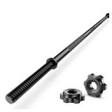 55 Weight Lifting Bar, 1" Standard Straight Barbell Bars for Weight lifting, Olympic Barbell Bar for Bench Press/Hip Thrusts/Squats/Lunges for Gym and Home, 2 Star Star-nuts (480lb Weight Capacity)