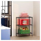 IZEUK 3 Tier Heavy Duty Steel Storage Shelves, Metal Shelf Wire Shelving Rack for Pantry, Kitchen, Cloakroom or Office Organization (13.8 D x 23.6" W x 35.5" H, 750LBS, Black)