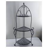 Vintage Wrought Iron Corner Shelf - 11x11"x34"