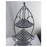 Vintage Wrought Iron Corner Shelf - 11x11"x34"