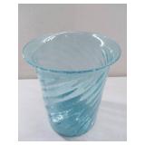 Vintage Swirled Aqua Blue Glass vase