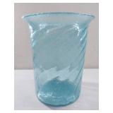Vintage Swirled Aqua Blue Glass vase
