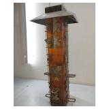 Vintage Decorative Metal Bird Feeder with Leaf Design - 18 tall