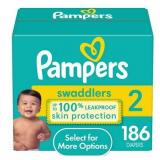 FACTORY SEALED - Pampers Swaddlers Diapers Size 2  186 Count