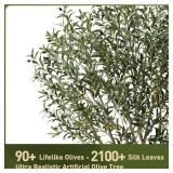 APPEARS NEW - Verinatural Olive Tree Artificial Indoor 8ft - UV Resistant Large Fake Plants - Realistic Faux Olive Tree in Pot - Tall Artificial Plants Outdoor for Home, Patio, Living Room, Office Dec