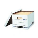FACTORY SEALED - Bankers Box STOR/FILE Storage Box Letter/Legal Lift-off Lid White/Blue 12/Carton 00703  - Retail: $70