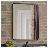 APPEARS NEW - ANDY STAR Mirror for Bathroom 24X36 Inch, Matte Black Mirror Rounded Rectangle Mirror Metal Tube Framed Wall-Mounted Vertically/Horizontally  - Retail: $170